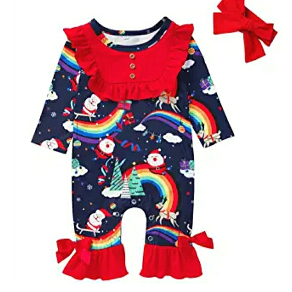 NWT Beautiful Ruffle Bell bottom Christmas Romper